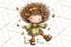 Fall Kids Clipart, Cozy Autumn Children PNG Product Image 2