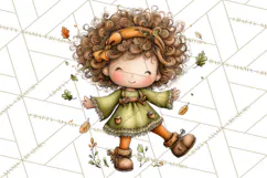 Fall Kids Clipart, Cozy Autumn Children PNG Product Image 2