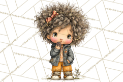 Fall Kids Clipart, Cozy Autumn Children PNG Product Image 4