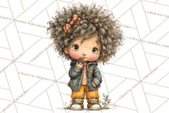 Fall Kids Clipart, Cozy Autumn Children PNG Product Image 4