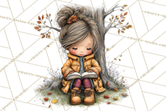 Fall Kids Clipart, Cozy Autumn Children PNG Product Image 5