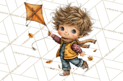 Fall Kids Clipart, Cozy Autumn Children PNG Product Image 2