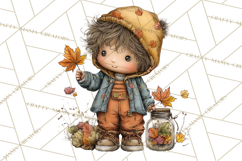 Fall Kids Clipart, Cozy Autumn Children PNG Product Image 3