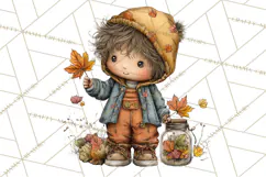 Fall Kids Clipart, Cozy Autumn Children PNG Product Image 3