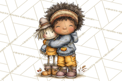 Fall Kids Clipart, Cozy Autumn Children PNG Product Image 4