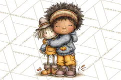 Fall Kids Clipart, Cozy Autumn Children PNG Product Image 4