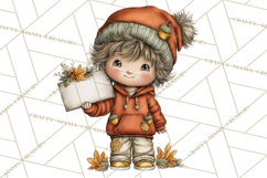 Fall Kids Clipart, Cozy Autumn Children PNG Product Image 5