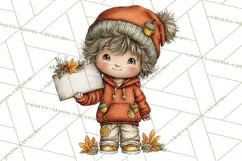Fall Kids Clipart, Cozy Autumn Children PNG Product Image 5