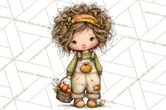Fall Kids Clipart, Cozy Autumn Children PNG Product Image 3