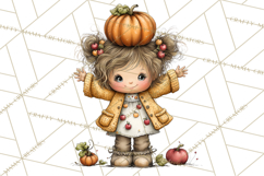 Fall Kids Clipart, Cozy Autumn Children PNG Product Image 3