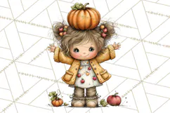 Fall Kids Clipart, Cozy Autumn Children PNG Product Image 3