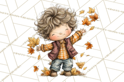 Fall Kids Clipart, Cozy Autumn Children PNG Product Image 4