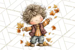Fall Kids Clipart, Cozy Autumn Children PNG Product Image 4