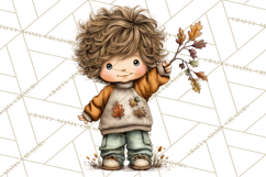 Fall Kids Clipart, Cozy Autumn Children PNG Product Image 5