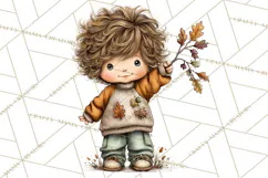 Fall Kids Clipart, Cozy Autumn Children PNG Product Image 5