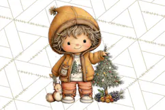 Fall Kids Clipart, Cozy Autumn Children PNG Product Image 2
