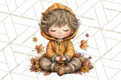 Fall Kids Clipart, Cozy Autumn Children PNG Product Image 3