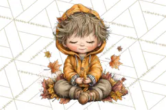 Fall Kids Clipart, Cozy Autumn Children PNG Product Image 3