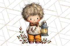 Fall Kids Clipart, Cozy Autumn Children PNG Product Image 4