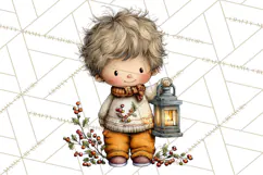 Fall Kids Clipart, Cozy Autumn Children PNG Product Image 4
