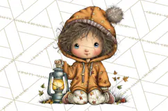 Fall Kids Clipart, Cozy Autumn Children PNG Product Image 5