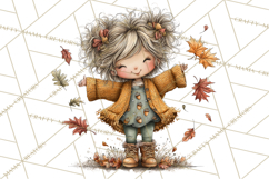 Fall Kids Clipart, Cozy Autumn Children PNG Product Image 2