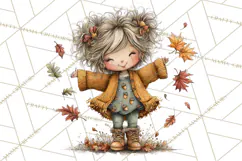 Fall Kids Clipart, Cozy Autumn Children PNG Product Image 2