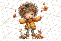 Fall Kids Clipart, Cozy Autumn Children PNG Product Image 3