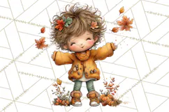 Fall Kids Clipart, Cozy Autumn Children PNG Product Image 3