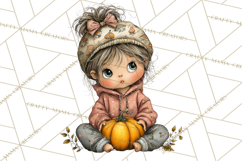 Fall Kids Clipart, Cozy Autumn Children PNG Product Image 4