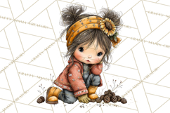 Fall Kids Clipart, Cozy Autumn Children PNG Product Image 4