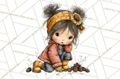 Fall Kids Clipart, Cozy Autumn Children PNG Product Image 4
