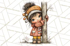 Fall Kids Clipart, Cozy Autumn Children PNG Product Image 5