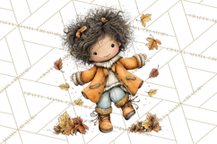 Fall Kids Clipart, Cozy Autumn Children PNG Product Image 2