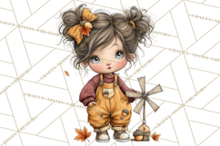Fall Kids Clipart, Cozy Autumn Children PNG Product Image 3