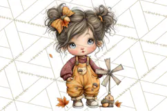 Fall Kids Clipart, Cozy Autumn Children PNG Product Image 3
