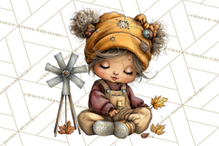 Fall Kids Clipart, Cozy Autumn Children PNG Product Image 4