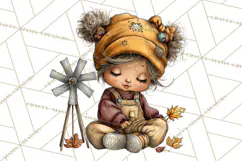 Fall Kids Clipart, Cozy Autumn Children PNG Product Image 4