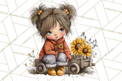 Fall Kids Clipart, Cozy Autumn Children PNG Product Image 4
