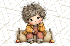 Fall Kids Clipart, Cozy Autumn Children PNG Product Image 5