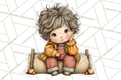 Fall Kids Clipart, Cozy Autumn Children PNG Product Image 5