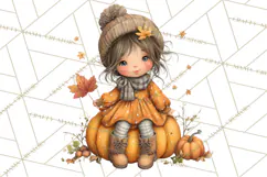 Fall Kids Clipart, Cozy Autumn Children PNG Product Image 5