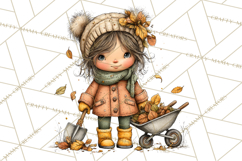 Fall Kids Clipart, Cozy Autumn Children PNG Product Image 2