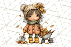 Fall Kids Clipart, Cozy Autumn Children PNG Product Image 2