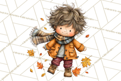 Fall Kids Clipart, Cozy Autumn Children PNG Product Image 3