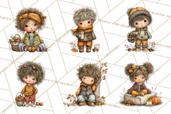 Fall Kids Clipart, Cozy Autumn Children PNG Product Image 3