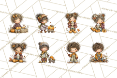 Fall Kids Clipart, Cozy Autumn Children PNG Product Image 4