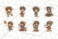 Fall Kids Clipart, Cozy Autumn Children PNG Product Image 5