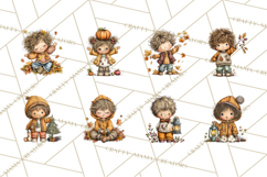 Fall Kids Clipart, Cozy Autumn Children PNG Product Image 6