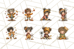 Fall Kids Clipart, Cozy Autumn Children PNG Product Image 7